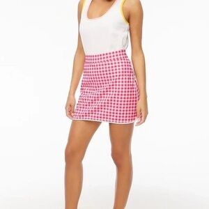 J Crew Factory Pink White Gingham Plaid Tennis Workout Skort Size Small
